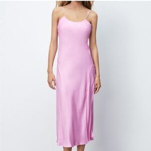 NWT Zara Pink Midi Satin Slip Dress